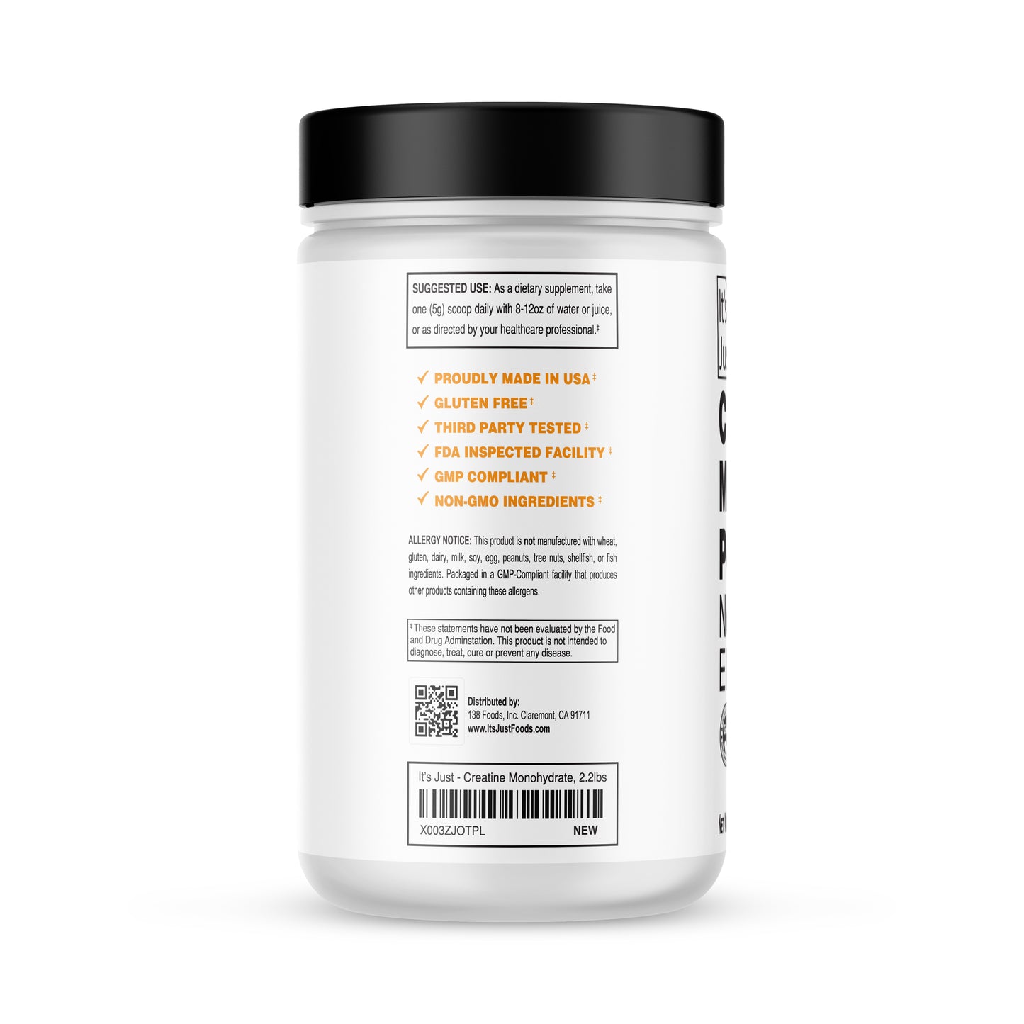 It's Just! - Creatine Monohydrate Powder, Made in USA