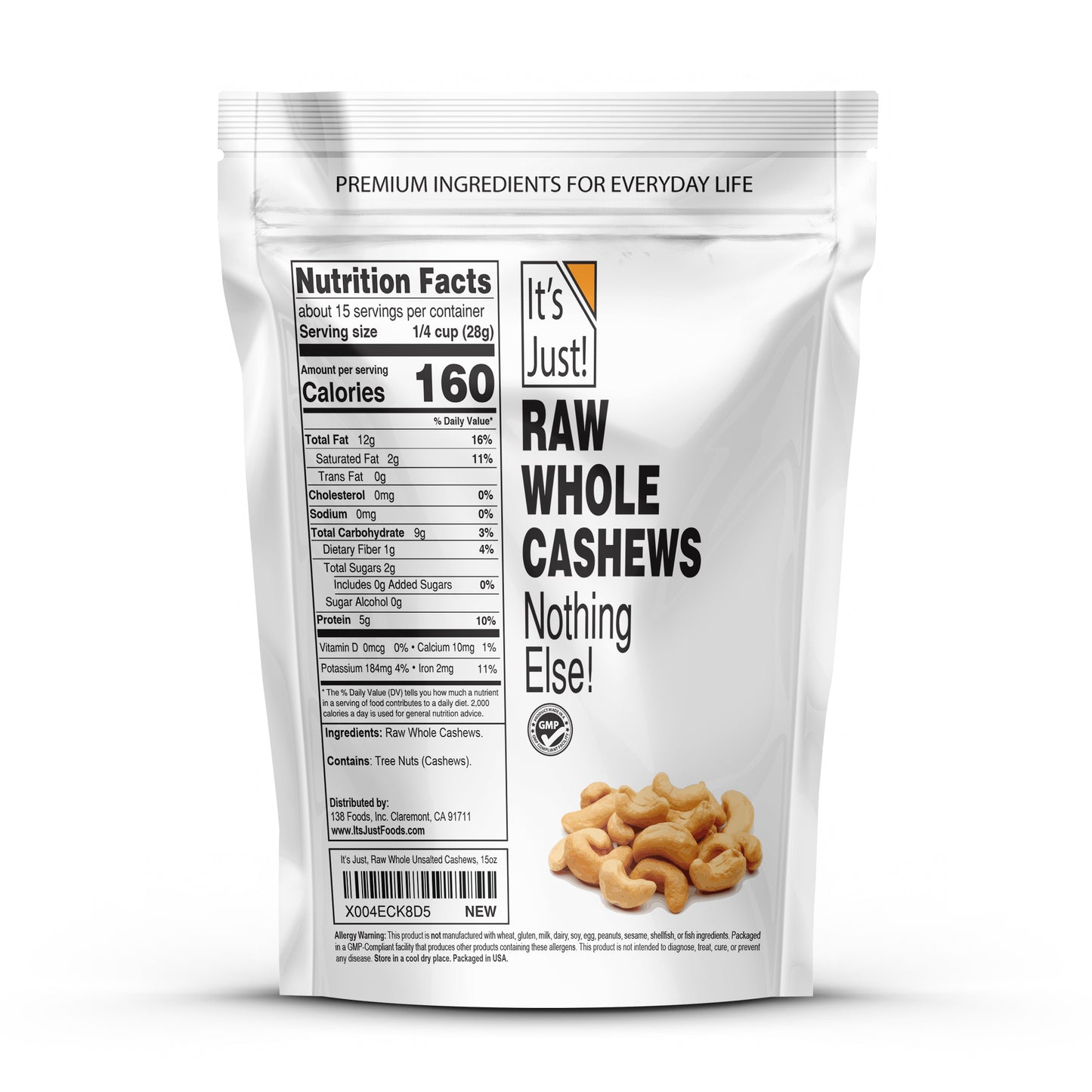 It's Just! - Raw Whole Cashews