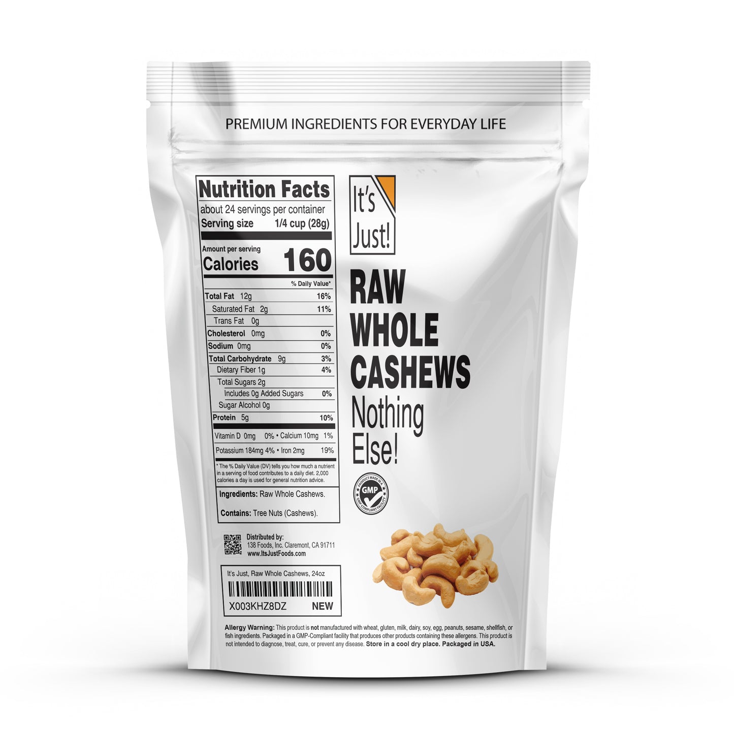 It's Just! - Raw Whole Cashews