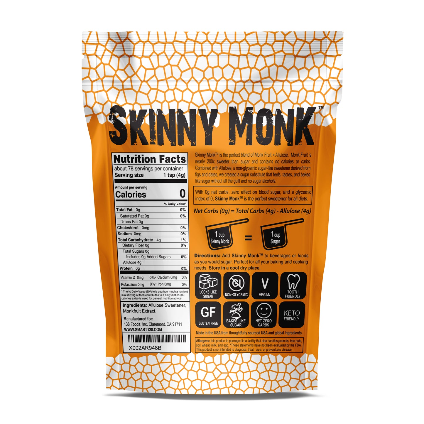 Skinny Monk Sweetener (Granular) - 138 Foods, Inc