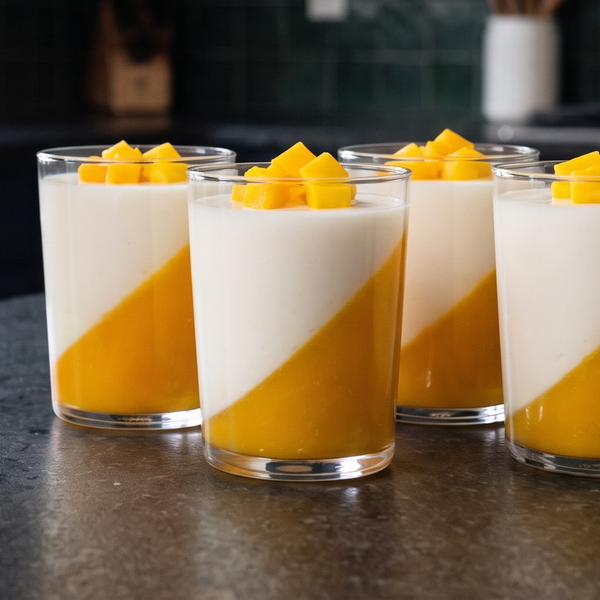 Layered Mango Coconut Jelly Cups
