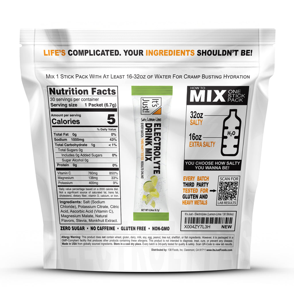 It's Just! - Electrolytes Drink Mix, Salty Lemon-Lime Flavor