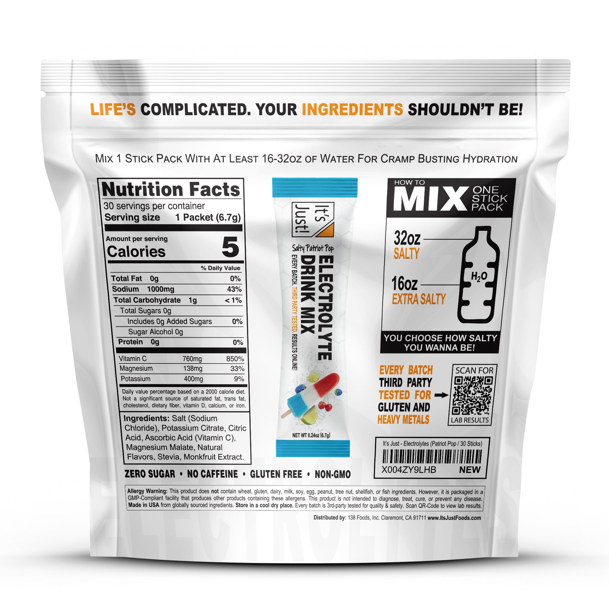 It's Just! - Electrolyte Drink Mix, Salty Patriot Pop Flavor