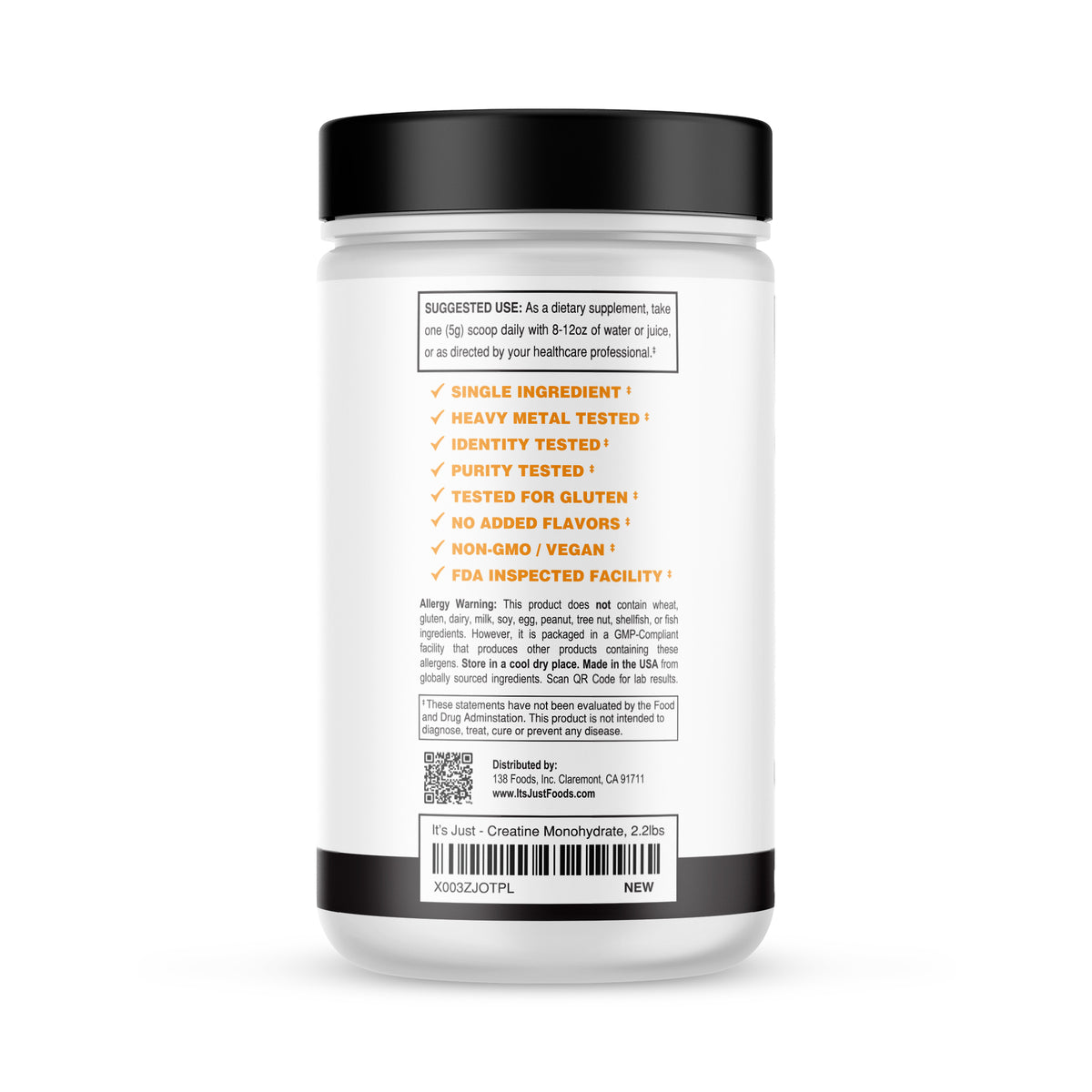 It's Just! - Creatine Monohydrate Powder, Made in USA