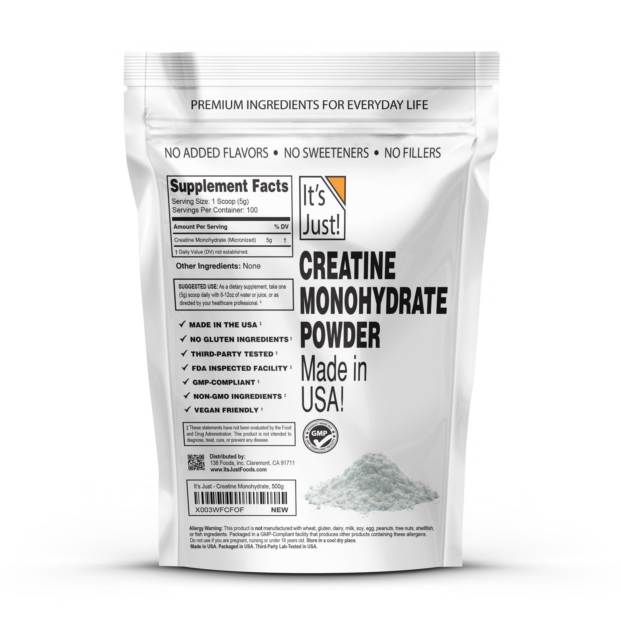 It's Just! - Creatine Monohydrate Powder, Made in USA