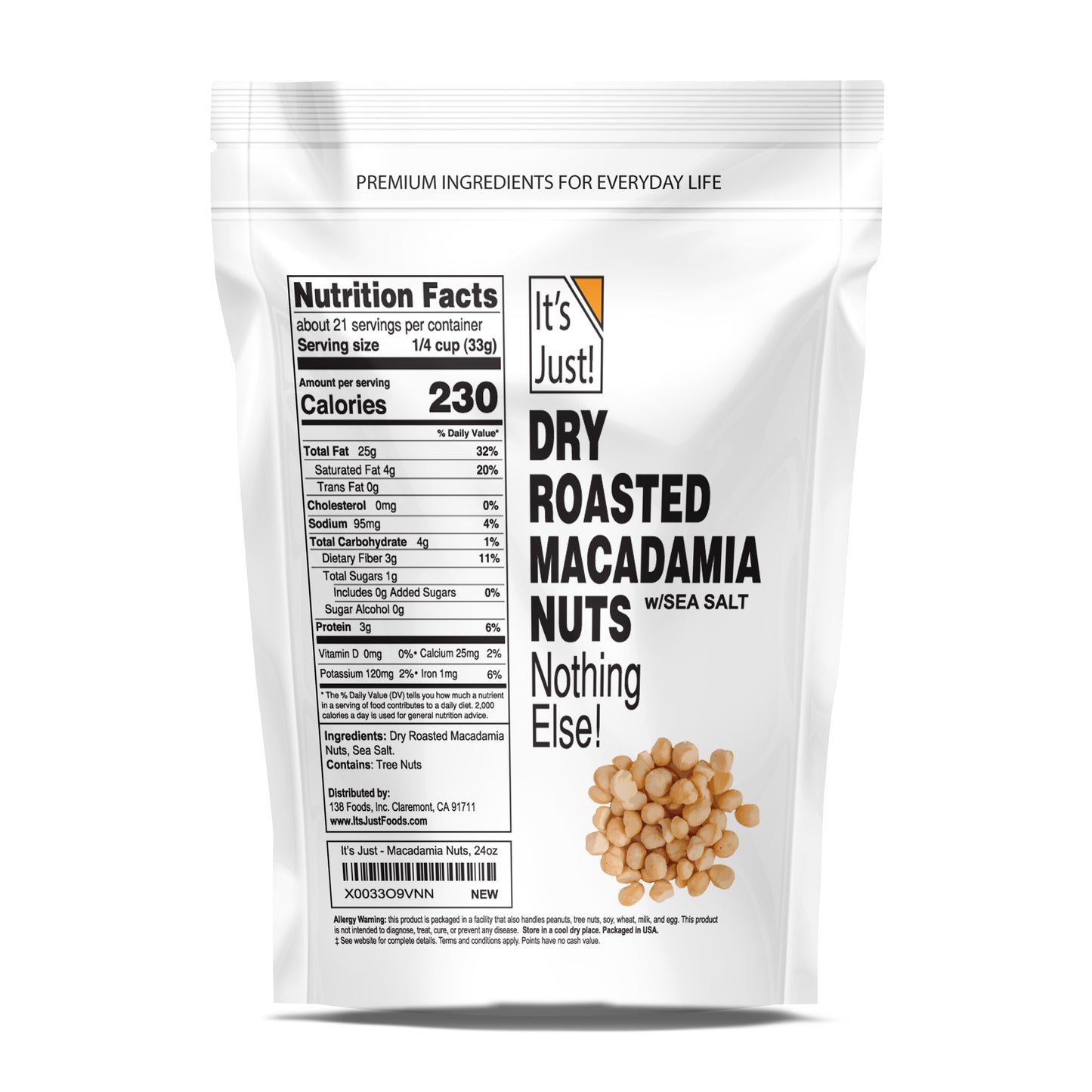 It's Just! - Macadamia Nuts Dry Roasted w/Sea Salt